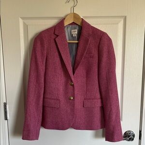 J. Crew Women's Pink Herringbone Schoolboy Blazer